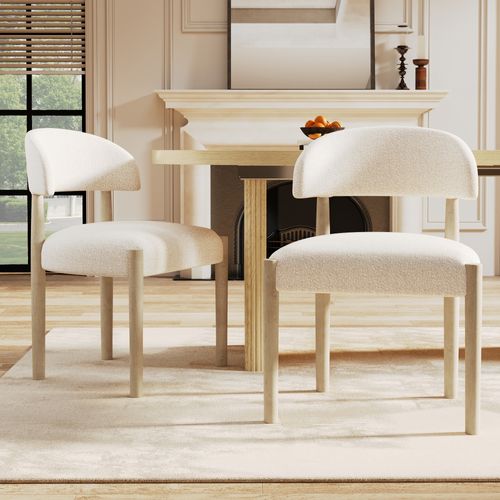 Chaises De Salle à Manger Modernes, Lot De 2, Bois + Tissu, ​​couleur Bois