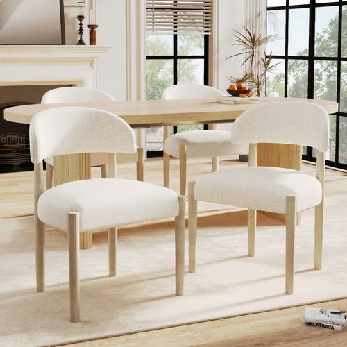 Chaises De Salle à Manger Modernes, Lot De 2, Bois + Tissu, ​​couleur Bois