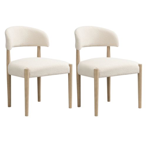 Chaises De Salle à Manger Modernes, Lot De 2, Bois + Tissu, ​​couleur Bois