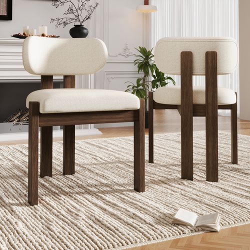 Lot De 6, Chaises De Salle à Manger Modernes, Bois + Tissu, ​​brun