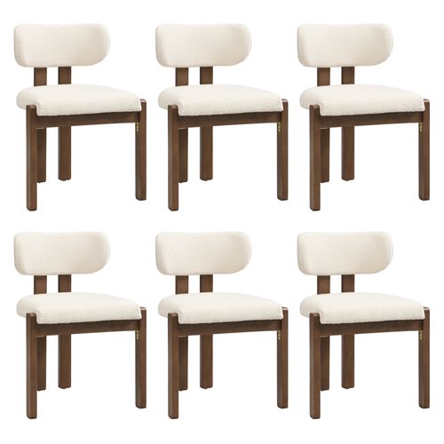 Lot De 6, Chaises De Salle à Manger Modernes, Bois + Tissu, ​​brun