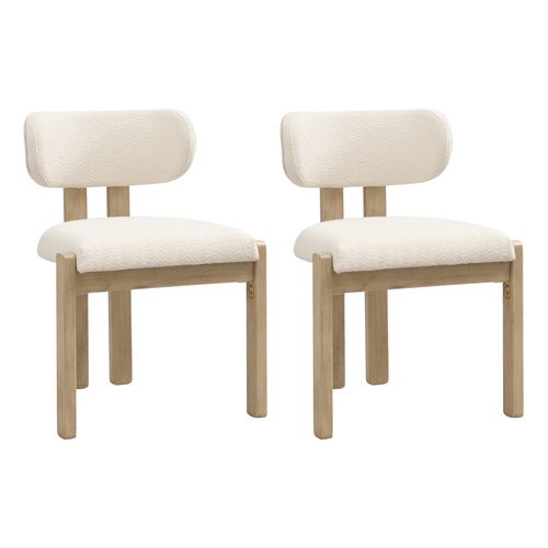 Chaises De Salle à Manger Modernes, Lot De 2, Bois + Tissu, ​​couleur Bois