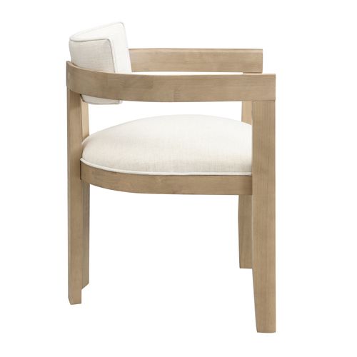 Chaises De Salle à Manger Modernes Avec Accoudoirs, Lot De 2, Bois + Lin, couleur Bois