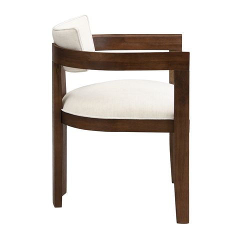 Chaises De Salle à Manger Modernes Avec Accoudoirs, Lot De 2, Bois + Lin, ​​brun