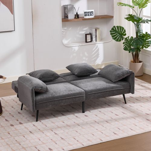 Canapé 2 Places 167,5x73x70 Cm Avec Dossier Ajustable 100°-180°, Tissu, Gris