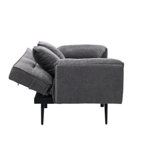 Canapé 2 Places 167,5x73x70 Cm Avec Dossier Ajustable 100°-180°, Tissu, Gris