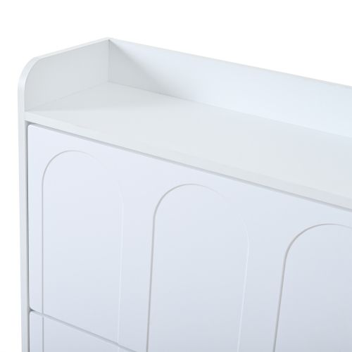 Meuble à Chaussures 2 Pièces 140x25x120 Cm, 6 Portes Basculante Et 12 Compartiments, Mdf, Blanc