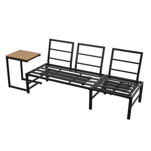 Ensemble Mobilier De Jardin Avec 1 Canapé 3 Places(fonction Inclinable), 1 Table D'appoint, Gris