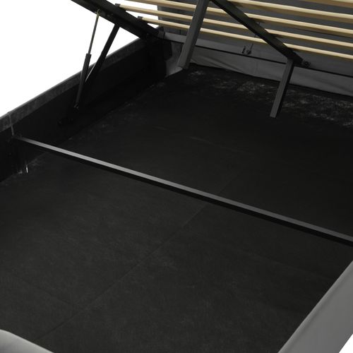 Lit Coffre Adulte 140x190 Cm Avec Rangement, Lit Double Avec LED, USB Et Type-c, Velours, Gris