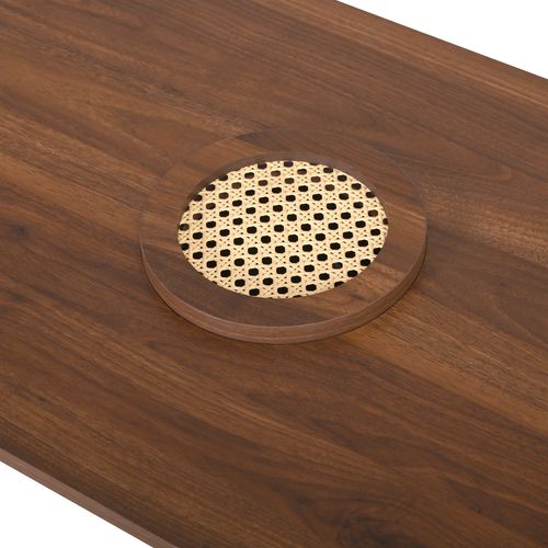 Table Basse Ovale 105x50x46.5 Cm, Style Rétro, Mdf, Noyer