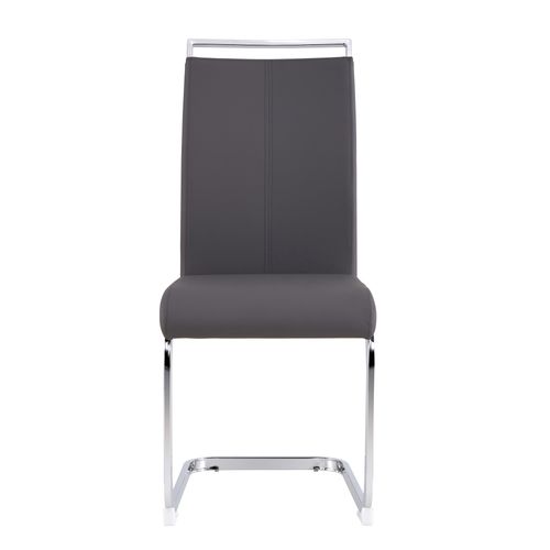 Lot De 4 Chaises Cantilever Métal Chromé Gris, Assise Et Dossier Rembourrés
