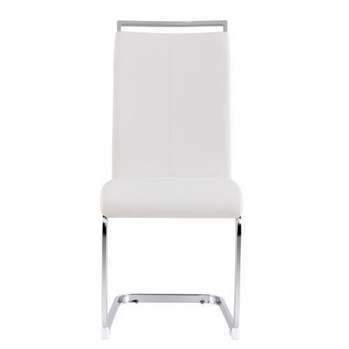 Lot De 4 Chaises Blanc Cantilever Métal Chromé, Revêtement En Cuir Synthétique