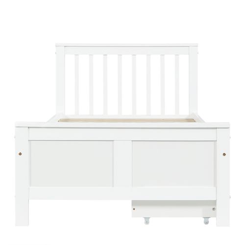 Lit Enfant 90x200 Cm En Pin Blanc Avec 2 Tiroirs Et Sommier à Lattes