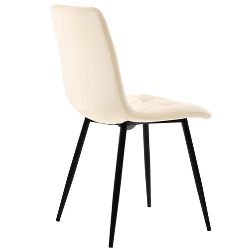 Lot De 4 Chaises 44 X 41 X 86 Cm, Velours Beige Blanc Antique, Piètement Métal Noir