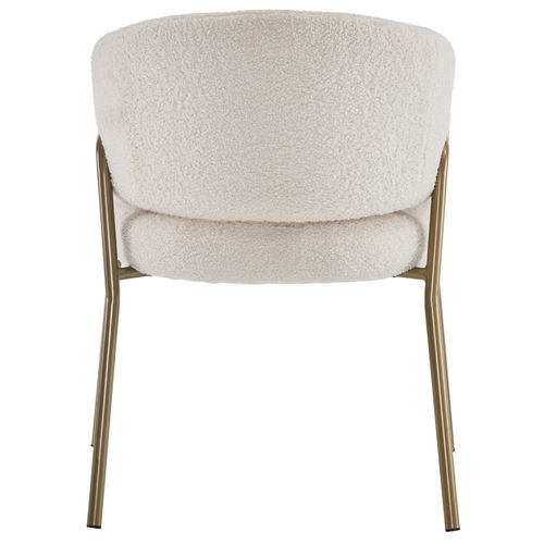 Chaise De Salle à Manger Blanche En Tissu Bouclé, Pieds Métal Dorés, Design Moderne