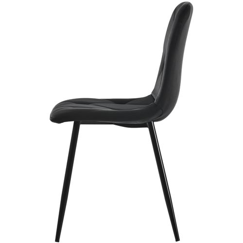 Lot De 4 Chaises De Salle à Manger Velours Noir, Pieds Métal Noirs