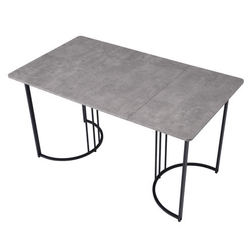 Table à Manger Rectangulaire 140x80 Cm Motif Marbre Gris, 4 à 6 Personnes