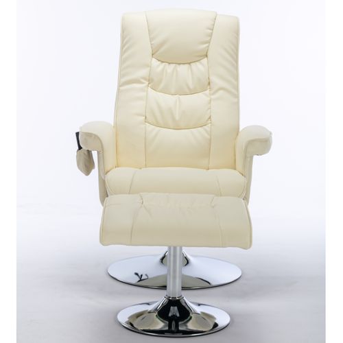 Fauteuil De Massage En Pu Beige Avec Repose-pieds, 5 Points Et Chauffage