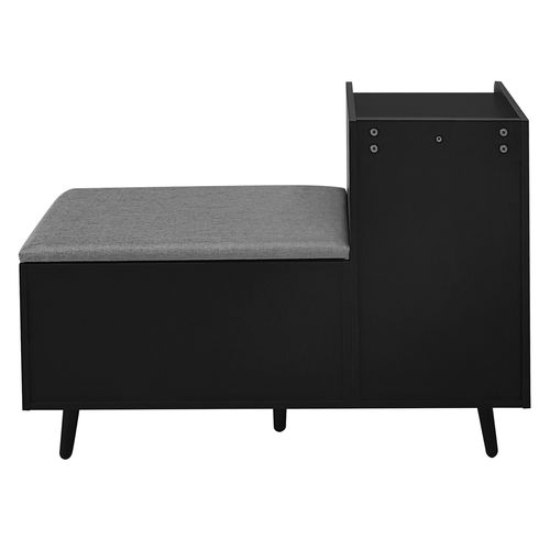 Banc à Chaussures Noir 100x34x68,5 Cm, 3 Portes, Coussin Coton-lin