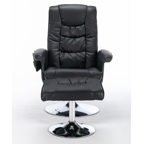 Fauteuil De Massage 5 Points Avec Repose-pieds, Chauffage, Rotation 360°, Structure Métal Pu Noir