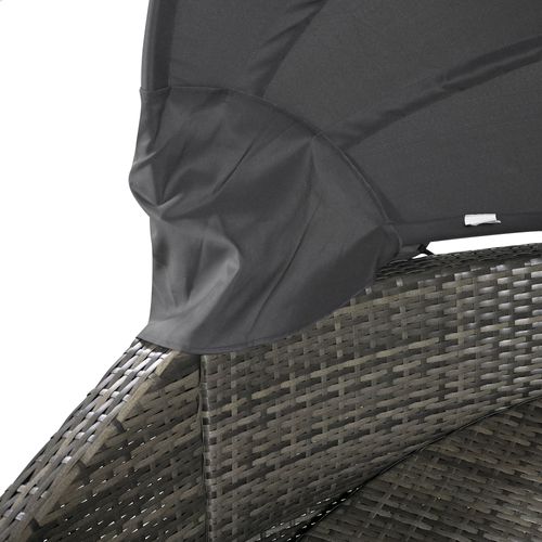 Bain De Soleil, Canapé-lit De Jardin 2 Places 120x203 Cm En Rotin Gris Avec Toit Réglable