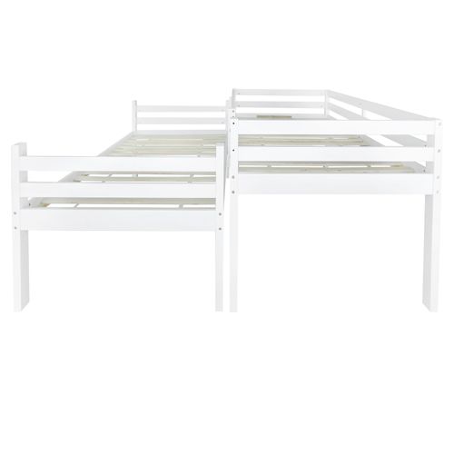 Lit Superposé Enfant 90x200 Cm, Bois De Pin Blanc, Séparable En 2 Lits Simples