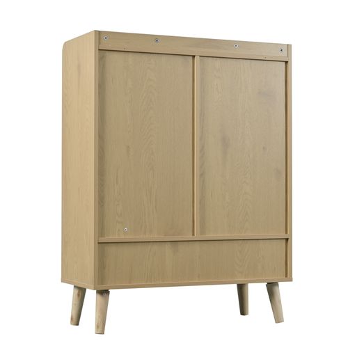 Buffet Bois Chêne Clair, Armoire à Chaussures Avec 2 Portes Et 5 Étagères, Rangement Salon/entrée