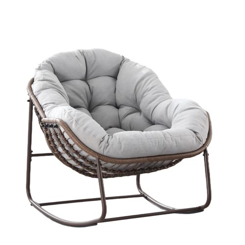 Fauteuil à Bascule Oeuf Avec Coussin 6'' Gris Clair, Structure Métal