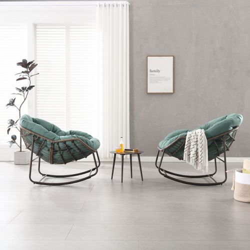 Fauteuil à Bascule Oeuf Avec Coussin 6'' Vert, Structure Métal