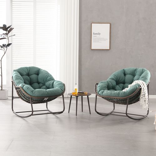Fauteuil à Bascule Oeuf Avec Coussin 6'' Vert, Structure Métal