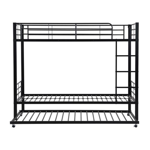 Lit Superposé Enfant 90x200 Cm Avec Lit Gigogne 90x190 Cm Métal Noir