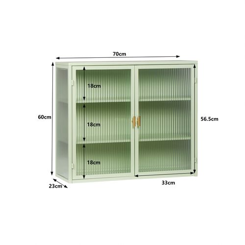 Armoire Murale 70 Cm 2 Portes 3 Niveaux Métal Vert Menthe