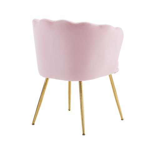 Fauteuil Velours Rose, Dossier Pétale, Coussin Papillon Et Pieds Métal Doré