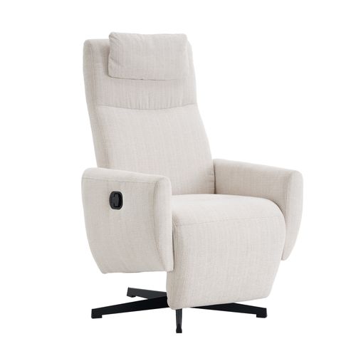 Fauteuil Relax Inclinable 360° Avec Repose-pieds, Base Métal, Tissu Chenille Beige