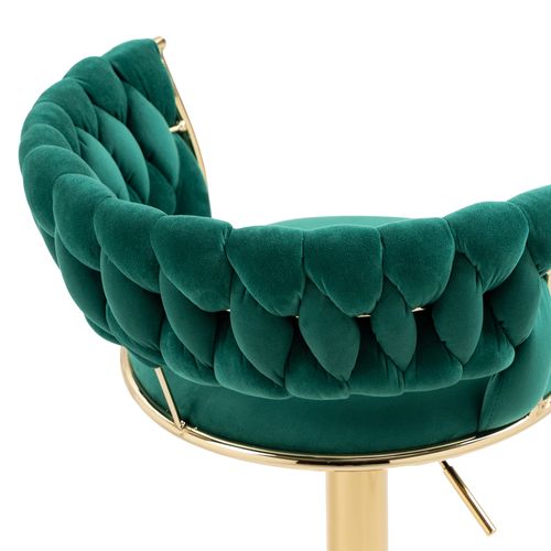 Lot De 2 Tabourets De Bar Pivotants En Velours Émeraude, Hauteur Réglable, Base Dorée