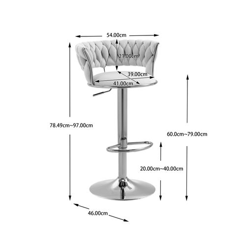 Lot De 2 Tabourets De Bar Pivotants Velours Ivoire, Réglables 60–79,5 Cm, Base Dorée