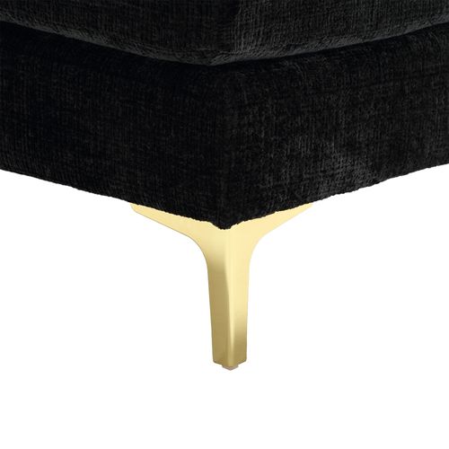 Canapé D’angle En U 4 Places En Chenille Noire 272x136x88 Cm Avec 2 Méridiennes
