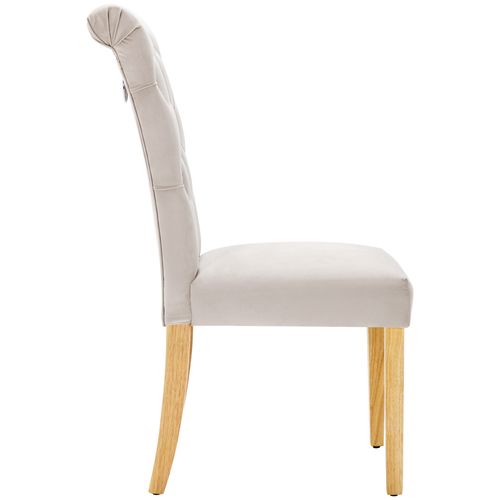Lot De 2 Chaises Velours Beige, Salle à Manger, Pieds En Bois