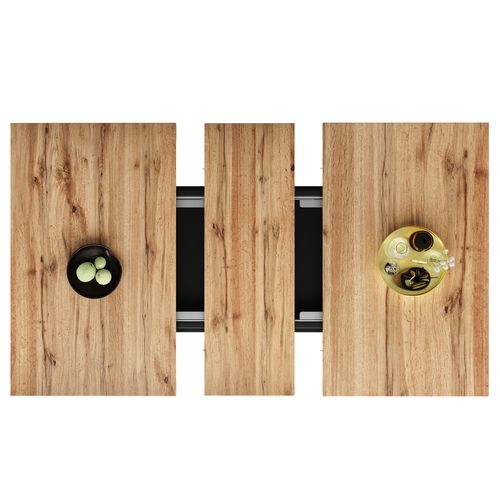 Table à Manger Extensible Noire 110-140x80 Cm, Étagères Et Portes En Verre, 4 à 6 Personnes