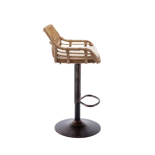 Lot De 2 Tabourets De Bar Réglables Pivotants 49x48x89-109 Cm Lin Beige