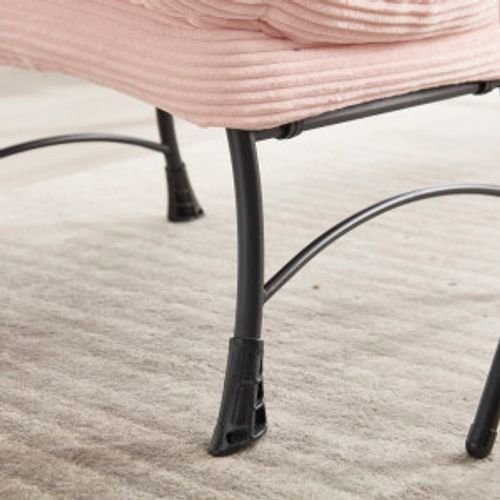 Fauteuil Lounge Avec Repose-pieds, Tissu Flanelle Rose, Cadre En Acier