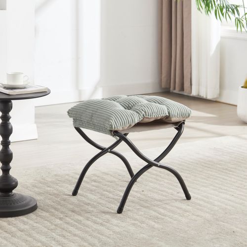 Fauteuil Lounge Avec Repose-pieds, Tissu Flanelle Vert Clair, Cadre En Acier