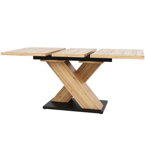 Table à Manger Extensible 6–8 Personnes 119-158,5x80 Cm Finition Bois Naturel, Pieds Croisés