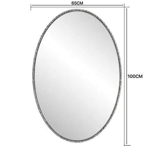 Miroir Ovale Vintage En Métal Argenté, à Suspendre (vertical/horizontal)