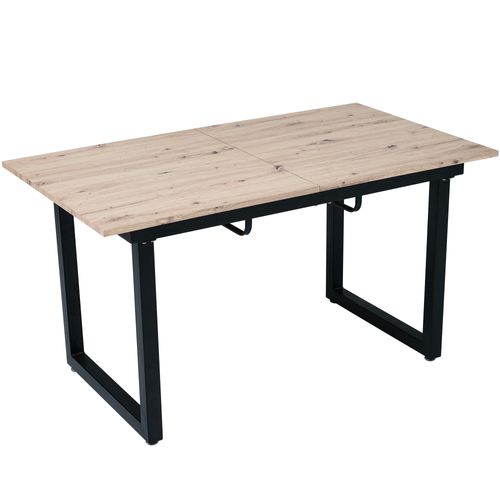 Table à Manger Extensible 140/180x80 Cm Style Industriel Bois Et Noir, 4 à 8 Personnes