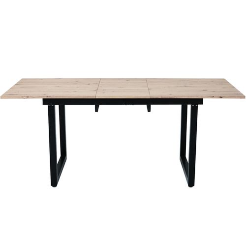 Table à Manger Extensible 140/180x80 Cm Style Industriel Bois Et Noir, 4 à 8 Personnes