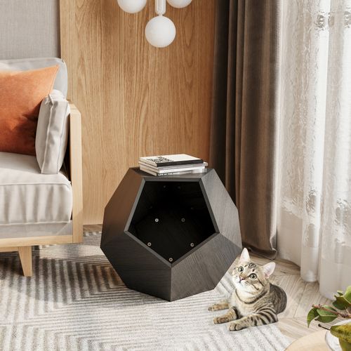 Bout De Canapé 66 Cm Avec Niche Pour Chat, Noir-brun