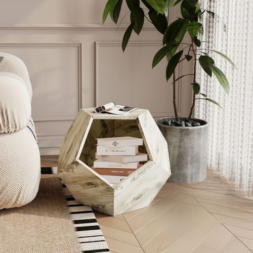 Bout De Canapé Avec Niche Pour Chat, Chêne Blanc