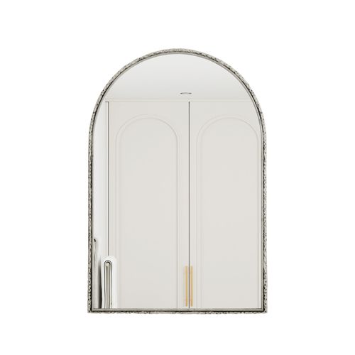 Miroir Arche Vintage Mural Et à Poser, Cadre Métal Argenté, Verre Trempé