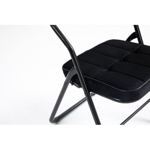 Lot De 2 Chaises Pliantes En Métal, Velours Noir, Salon Et Salle à Manger